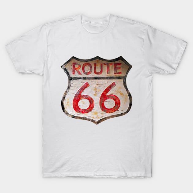 Vintage Route 66 USA America Highway Sign T-Shirt by JonDelorme